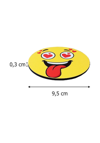 Eğlenceli Emoji Yüzler Baskılı Ahşap Bardak Altlığı Seti 6'lı Kahve & Fincan Altlığı Çok Renkli