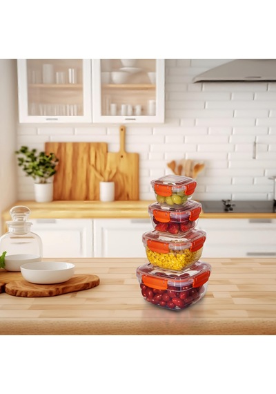4'lü Set Master Kare Saklama Kabı 275 Ml - 500 Ml - 900 Ml - 1500 Ml 001