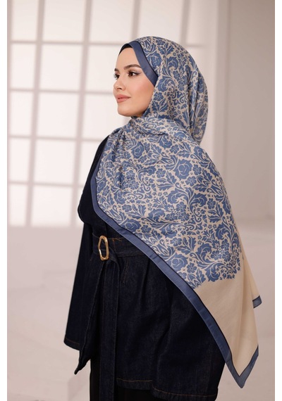 Mimiyum Nevra Desen Soft Şal Mavi