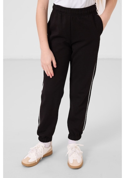 Tommylife Ekru-siyah O Yaka Baskılı Lastik Paçalı Standart Fit Kız Çocuk Eşofman Takım - 75186 Ekru/sıyah Ekru - Siyah