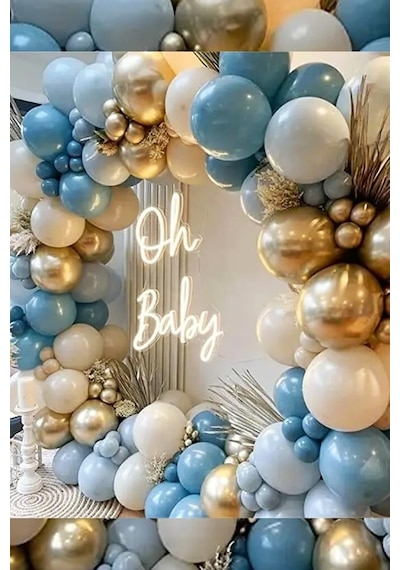 Beysüs Krom Gold Derin Okyanus Fırtına Mavisi Ve Sütlü Kahve Balon Zinciri 60 Adet Standart