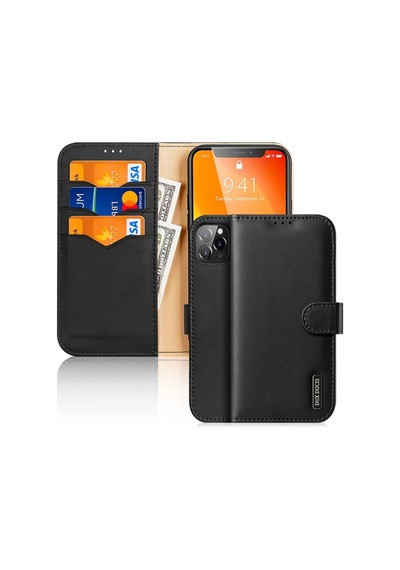 Hepsi Dux Ducis iPhone Uyumlu 11 Pro Max Kılıf Mıknatıslı Cüzdanlı Deri Kılıf Hivo Series- 5775 Najmaddin Siyah