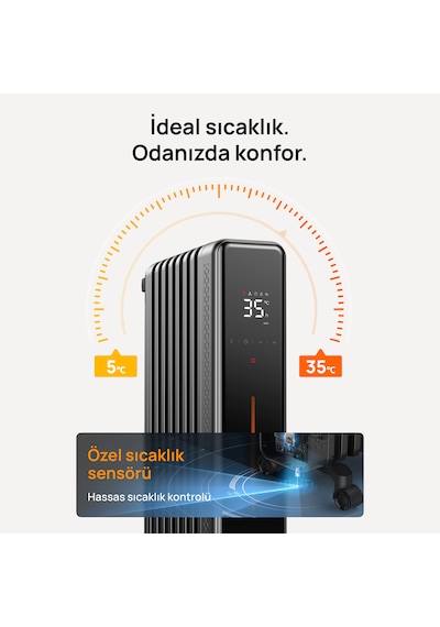 621s 2000w Akıllı Yağlı Radyatör, 21 Kanatlı, Wi-fi, Kumanda, 3 Kademe, Sessiz Ve Devrilme Emniyetli