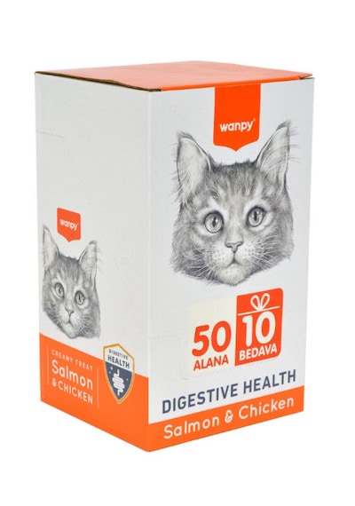 Wanpy Somon Balığı Ve Tavuk Kedi Ödül 60x14 Gr Digestive Health 60'lı Kutu