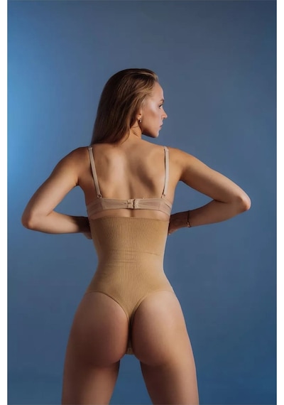 Mistirik Lorica Model Yüksek Bel Seamless Model Örme Yumuşak String Külot Korse Ten Renk Ten