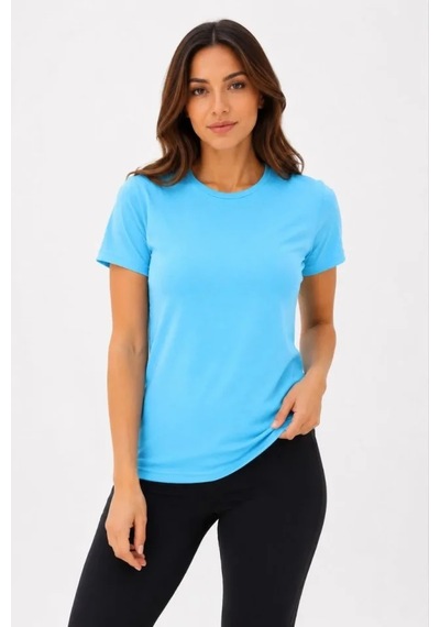 Hazego Basic Tişört Bisiklet Yaka Kısa Kol Günlük Yazlık Slim Fit T-shirt - Turkuaz