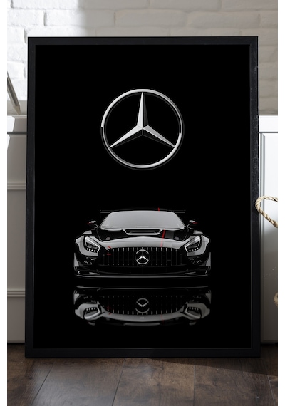 Mercedes Amg Gt Siyah Ahşap Çerçeveli Poster, Dekoratif Araba Duvar Tablosu