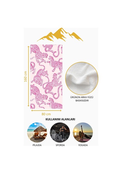 Dijital Baskı Plaj Deniz Havlusu Leopar Desenli Peştamal Hvl0135 Renkli