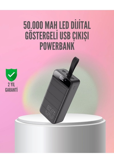 50.000 Mah Ultra Güçlü Powerbank 4 Usb Çıkışlı, Led Dijital Göstergeli, Hızlı Şarj Destekli Taşınabi Çok Renkli