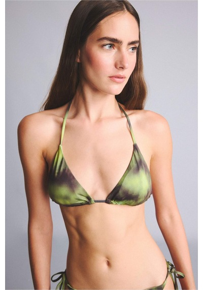 Defacto Regular Fıt Desenli İnce Askılı Bikini Üstü G8726ax26smgn737 Yeşil-gn737