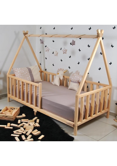 Markaawm Markaawm Montessori Çocuk Yatak Çam Karyola Çadır Derya 90X190 Akçaağaç