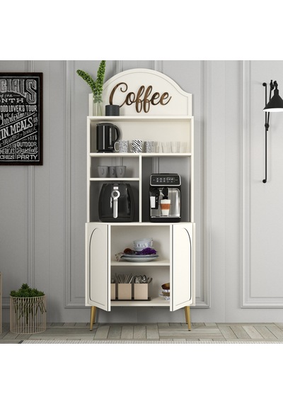 Lyon Kahve Köşesi 80cm - Krem / Altın