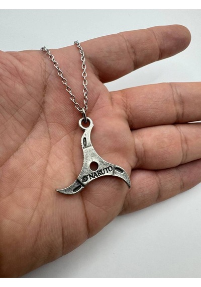 Naruto Anime Ninja Yıldızı Figürlü 60 Cm Zincirli Unisex Kolye Shuriken Cosplay Takı Çok renkli