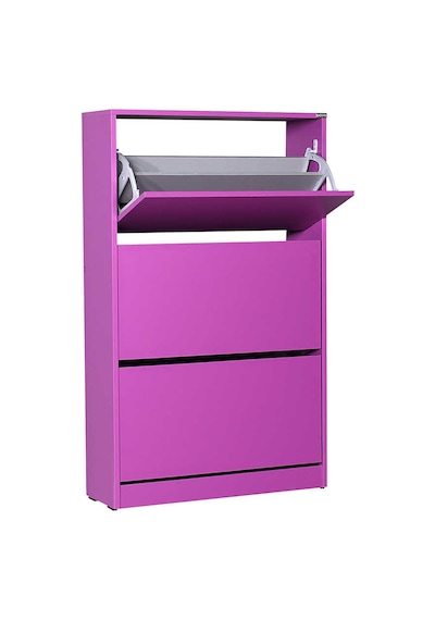 Flat Duo 3 Katlı Geniş Ayakkabılık-Mor 73x119x26 cm (GxYxD) Mor