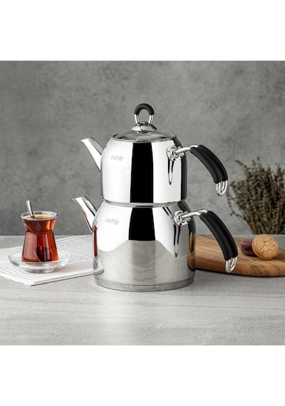 Nehir Modern Maxi Çaydanlık Siyah Gri