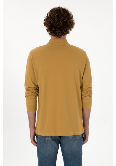 U.S. Polo Assn. Erkek Regular Fit Polo Yaka Hardal Basic Sweatshirt 50313772-VR151