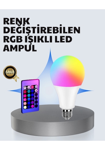 Hubrendy Tekno A Kalite 2025 Rgb Led Ampul Uzaktan Kumandalı 16 Renkli Lamba