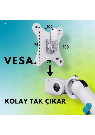 Özel Tasarım Tekli Monitör Kolu Max 35" 10kg Taşıma Kapasiteli Mekanik Yaylı Hızlı Tak-çıkar Vidasız Montaj