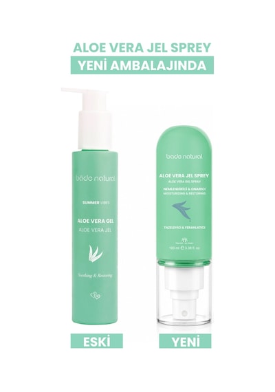 Bade Natural Aloe Vera Onarıcı Jel Sprey Güneş Sonrası Nemlendirici %100 Doğal 100 ML