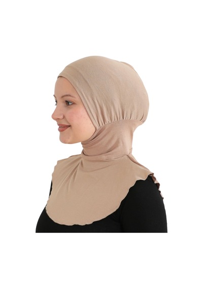 Modish Group Kadın Boyunluklu Hijab Tesettür Pratik Spor Bone - Sarı Koyu Vizon