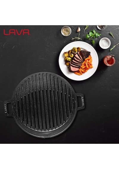 Lava Metal Silikon Kulplu Döküm Mangal Izgarası,22x32 / Demir Döküm Cam Emaye Kaplama Diğer
