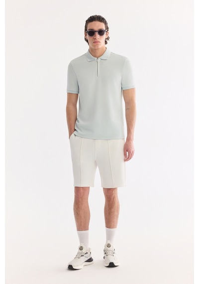 Avva Erkek Su Yeşili Kıvrılmaz Polo Yaka Fermuarlı Bi-stretch İnterlok Regular Fit T-shirt A61y1003