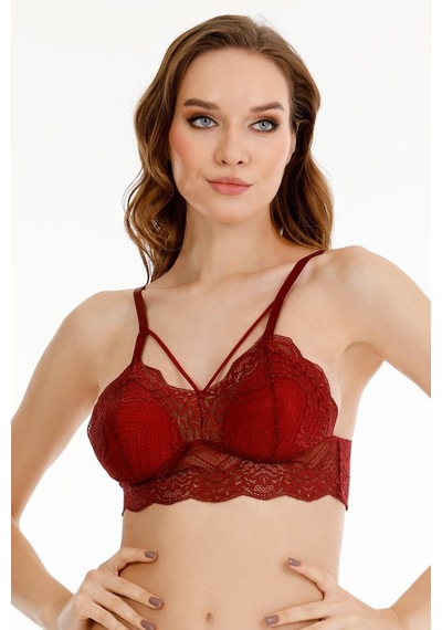 Sensu Kadın Dantelli Çapraz Askılı Bralet Büstiyer - Bra2026 Bordo Bordo
