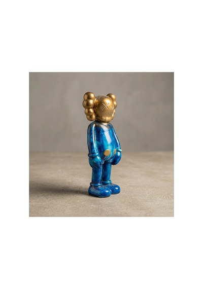 Kaw Tarzı Mavi-gold X Gözlü El Boyaması Dekoratif Figür Heykel 26 Cm