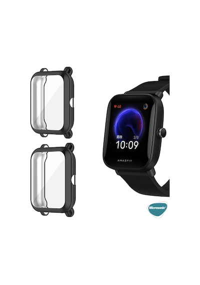 Microsonic Amazfit Bip Kılıf 360 Full Round Soft Silicone Siyah