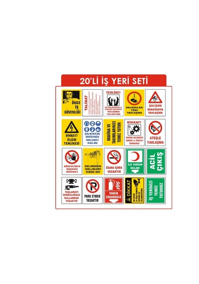 İşyeri Uyarı Levhaları Seti 20'li Paket