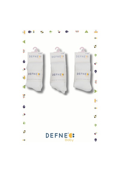 Defne Baby 3 Adet Pamuklu Jakar Desenli Unisex Çocuk Ve Bebek Külotlu Çorap Sade