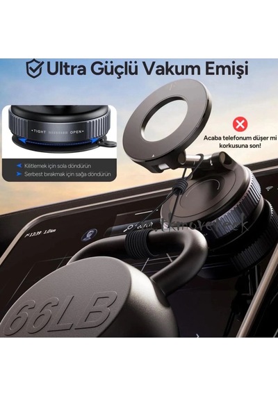 Buğz Dönebilen 360 Ayarlanabilir Araç Içi Tutucu Kullanılabilen Vakumlu Magsafe Telefon Tutucu