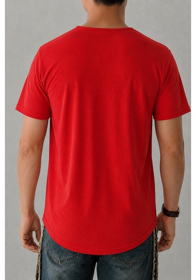 Cool Tarz Erkek Geniş Yaka Oval Etek %100 Pamuk Süprem Kumaş Kısa Kollu Basic Tişört Kırmızı Kırmızı Cool Tarz Erkek Geniş Yaka Oval Etek %100 Pamuk Süprem Kumaş Kısa Kollu Basic Tişört Kırmızı Kırmızı