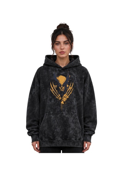 Sevbano Wolverine Film Kahramanı Baskılı Unisex Oversize Yıkamalı Premium Siyah