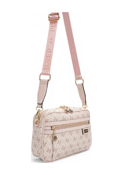 Silver & Polo Silver Polo Pembe - Pudra Monogram Kadın Çapraz Çanta Sp1280