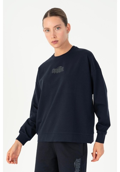 Maraton Oversize Kadın Bisiklet Yaka Açık Lacivert- Sweatshirt Açık Lacivert-