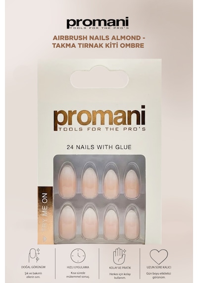Airbrush Nails Almond - Takma Tırnak Kiti Ombre
