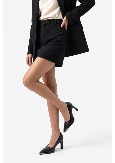 Luvi Shoes Carlotta Siyah Çizgili Kadın Topuklu Ayakkabı