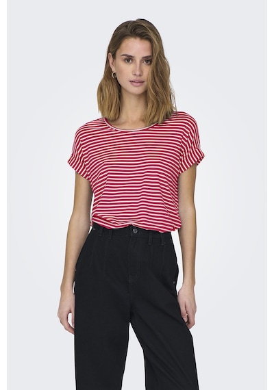 Only Bayan T Shirt 15206243 Kırmızı-krem Kırmızı-krem Kırmızı