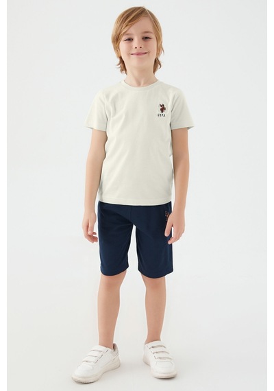 U.S. Polo Assn. U.s. Polo Assn Light Blue Krem Erkek Çocuk Bermuda Takım 5274-43530 Krem