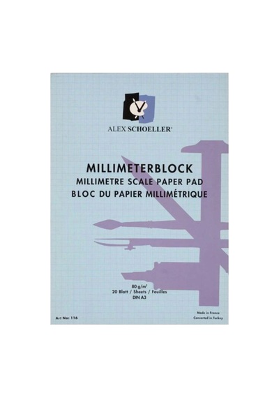 Mavi Milimetrik Blok A3 20 Sayfa