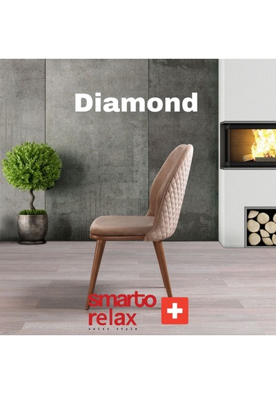 Smarto Relax Diamond 2'li Yemek Masası Sandalye Seti - Ahşap Ayaklı, Krem Kumaş Bej