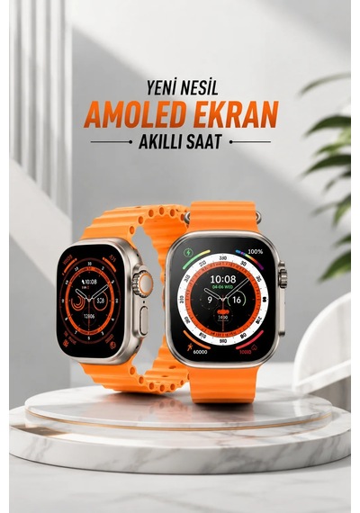 Akıllı Saat Android Ve İos Uyumlu 49 Mm Nfc Özelliği Gps Takibi Turuncu