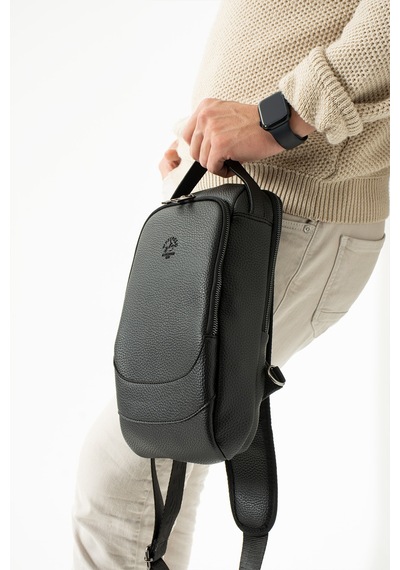 Westpolo Unisex Vegan Deri Çapraz Göğüs Ve Omuz Çantası Body Bag - Siyah