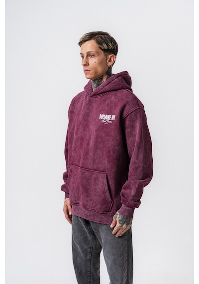 Respire Erkek Dopamine Hit Baskılı Kapüşonlu Oversize Hoodie Vişne Bordo