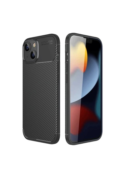 Mey İthalat Apple Uyumlu iPhone 14 Kılıf Auto Focus Karbon Kapak - Siyah