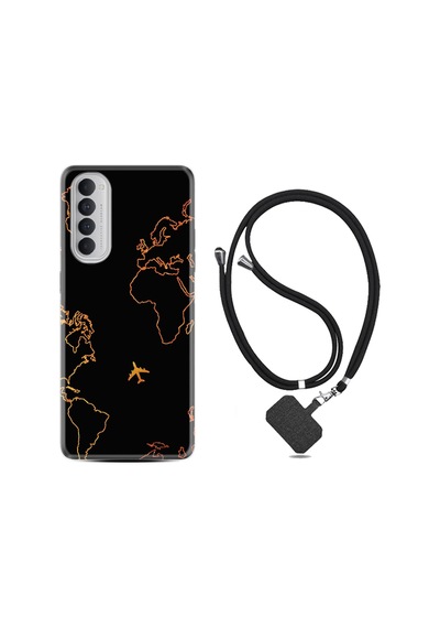 Oppo Reno 4 Pro Kılıf Boyun Askılı Harita Ve Uçak 1777