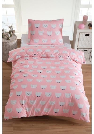 Tek Kişilik Pamuklu Nevresim Takımı 3 Parça Pisipisi Desen Pembe / Yumuşak Dokulu Pembe