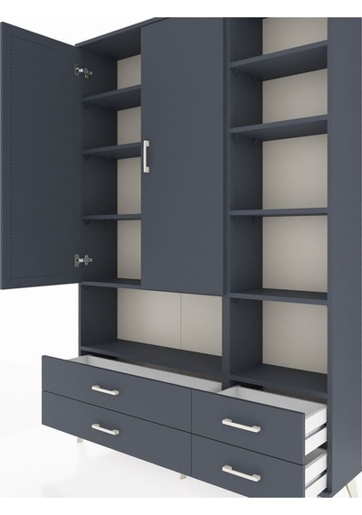 Arges Dolap 10 Raflı 4 Çekmeceli 2 Kapaklı 132x30x195 Antrasit-antrasit/antrasit Antrasıt/antrasıt Arges Dolap 10 Raflı 4 Çekmeceli 2 Kapaklı 132x30x195 Antrasit-antrasit/antrasit Antrasıt/antrasıt