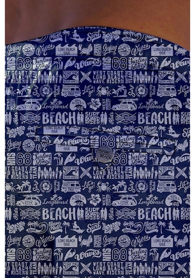 Miami Beach Su İtici Özellikli Dijital Baskılı Erkek Plaj Deniz Şort Mayo - 196-lacivert 001